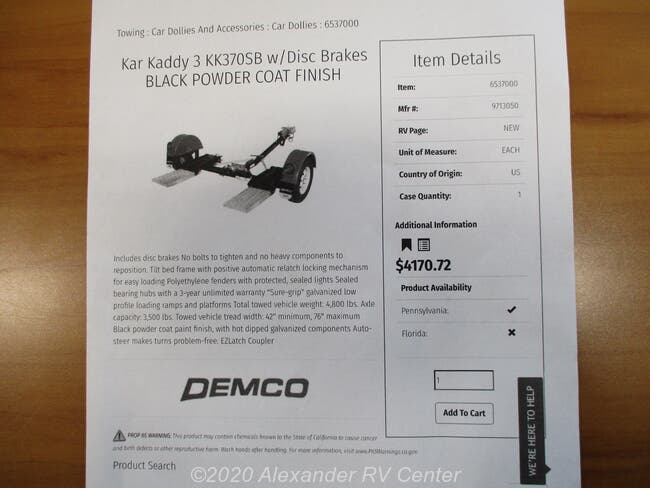 Demco Kar Kaddy 3 Clayton Delaware | Delaware Tow Dolly, Alexander RV